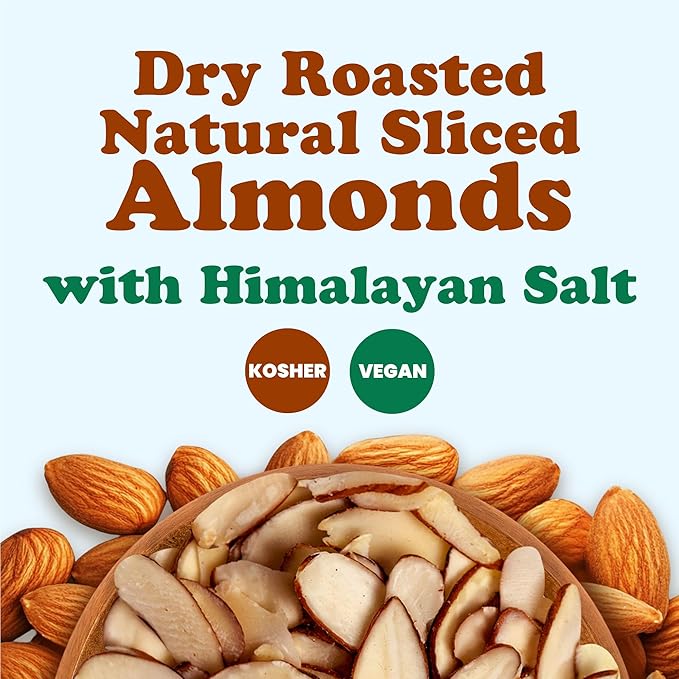 Food to Live Dry Roasted Natural Sliced Almonds with Himalayan Salt, 6 Ounces – Unblanched Nuts