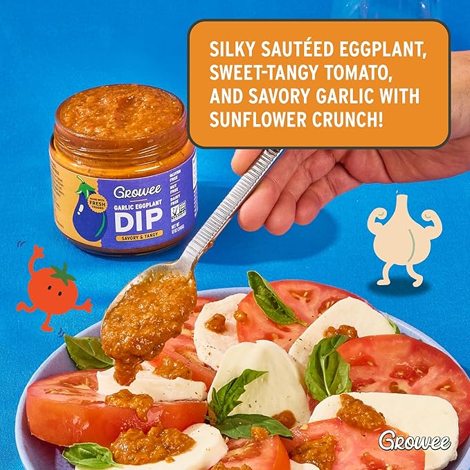 Growee Vegan Garlic Eggplant Dip (2 Pack) ??Plant-Based Queso & Mayo Alternative ??Nut-Free