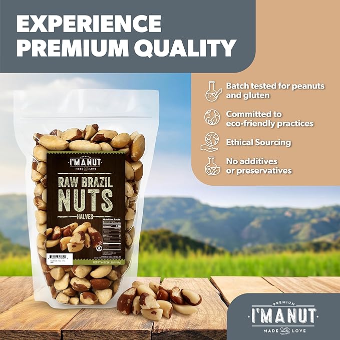 I’m A Nut Brazil Nuts, Broken, 32oz (2 lb) Distinct | Non GMO Batch Tested Gluten & Peanut Free