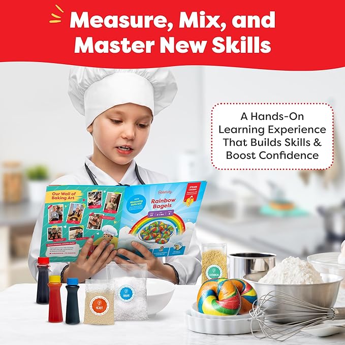 Baketivity Rainbow Bagel Kids Baking Kit - Baking Kits for Kids with Premeasured Ingredients