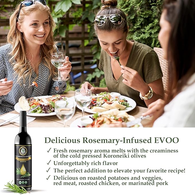 M.G. PAPPAS Rosemary Infused Olive Oil - High Polyphenol Rich Extra Virgin Olive Oil Unfiltered