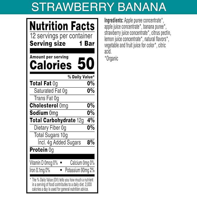 Pure Organic Layered Fruit Bars, Gluten Free, Vegan Fruit Snacks, Variety Pack, 12.4oz Box (24 Bars)