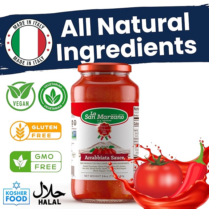 La San Marzano Variety Pack, Tomato Basil, Arrabiata, Marinara Sauce, 24 oz, Pasta Sauce Made in