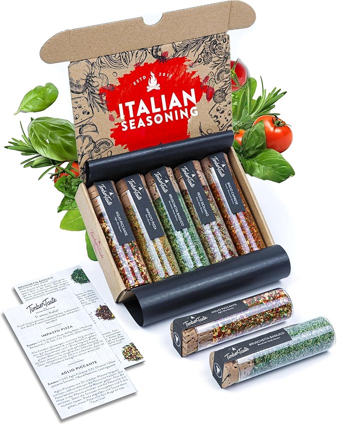 TIMBER TASTE® Italian Spice Gift Set - Gourmet Flavors of Italy - Italian Spices & Seasonings Set