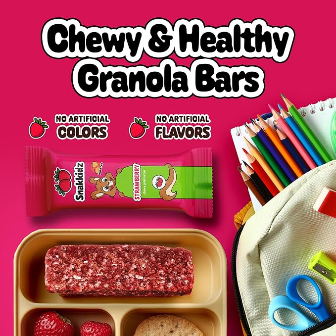 Snakkidz Organic Chewy Granola Bar, Allergen Free, Made with Avocado Oil, Low Sugar (45 Bars