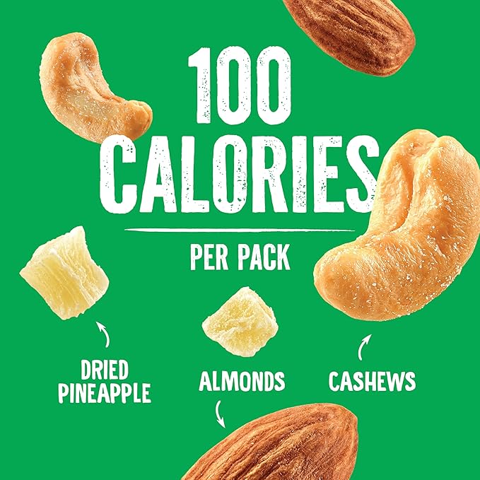Emerald Nuts Cashews and Almonds with Dried Pineapple 7 Ct (1-Pack), 100-Calorie Individual Packs