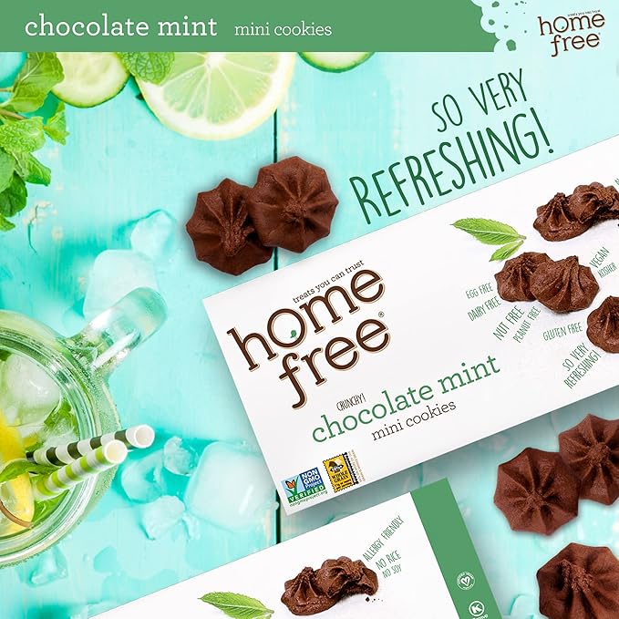 Homefree Chocolate Mint Mini Cookies, Gluten Free, Nut Free, Vegan, School Safe and Allergy