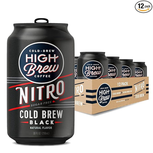High Brew Coffee, Nitro Black, Cold Brew Coffee, Sugar Free, Dairy Free, 10 Fl Oz, Ready-To-Drink