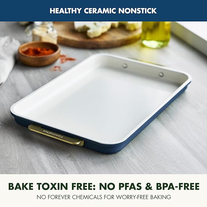 GreenPan Bakeware 13" x 9" Quarter Sheet Pan, Ceramic Nonstick Baking Pan, PFAS & BPA Free, Gold