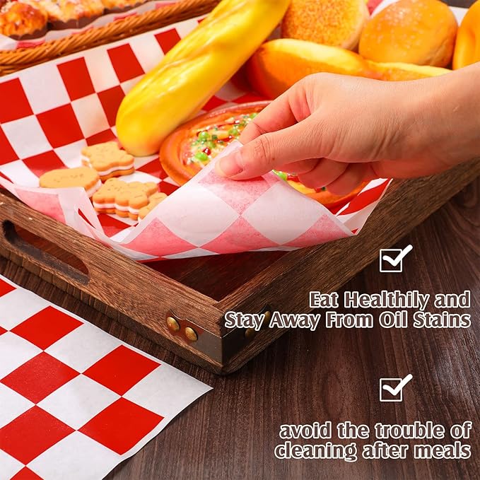 Honeydak 600 Pcs Sandwich Wrapping Paper Sheet 15x15 Checkered Food Wax Sheets Parchment Burgers