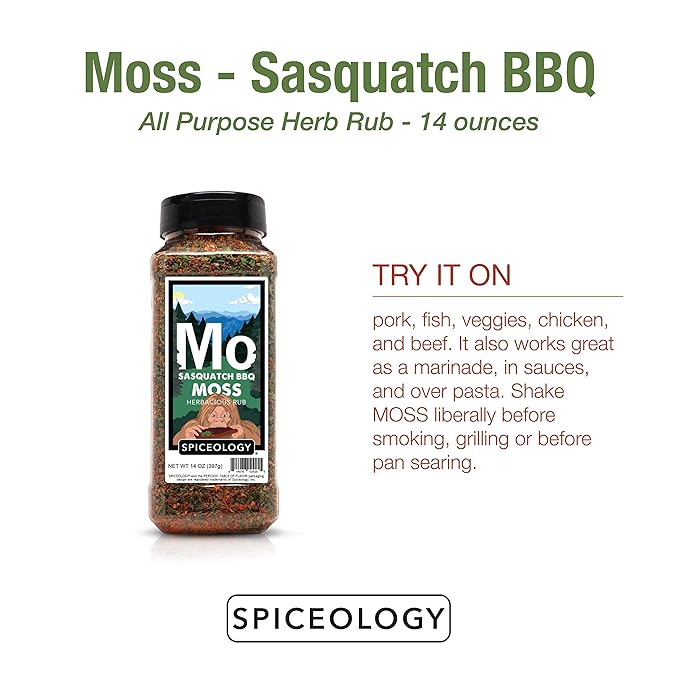Spiceology & Sasquatch BBQ - Moss Seasoning - All-Purpose Herb Spice Rub - Use On: Pork, fish