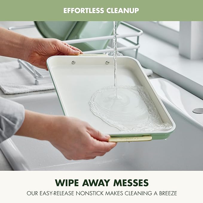 GreenPan Bakeware 13" x 9" Quarter Sheet Pan, Ceramic Nonstick Baking Pan, PFAS & BPA Free, Gold