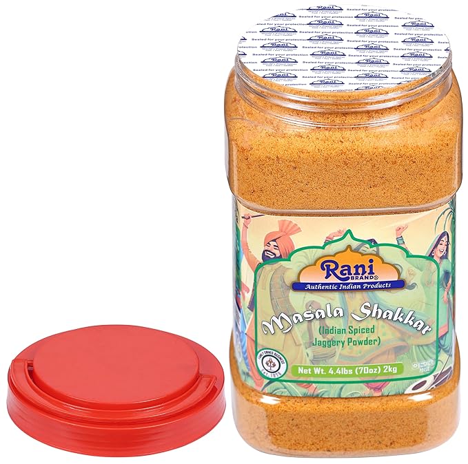 Rani Masala Shakkar (Indian Spiced Jaggery Powder) Unrefined Raw Cane Sugar 70oz (4.4lbs) 2kg PET