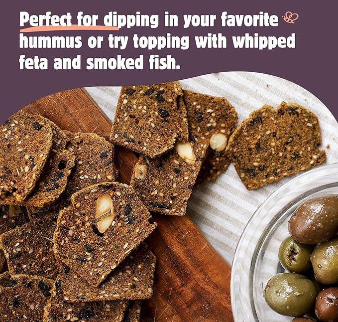 Maine Crisp Olive & Za'atar Crisps, 4 Pack, Gluten Free Crackers - Snack Crackers, Grain Free