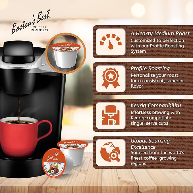 Boston’s Best - Hazelnut Creme Flavored, Delicious Gourmet Coffee Compatible with Keurig® Coffee