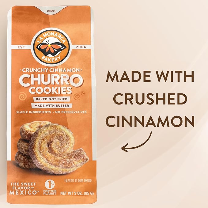 Churro Cookies, 3 Ounce (Pack of 3), Crunchy Cinnamon Mexican Churro Cookies made with Real Butter