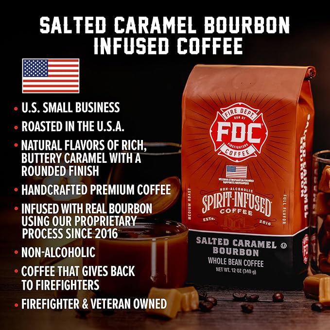 Fire Department Coffee - Salted Caramel Bourbon Coffee - Gives Back to Firefighters - Premium