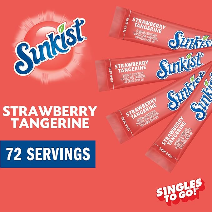 Sunkist Singles to go Drink Mix Packets, Strawberry Tangerine, 6-Count Box ??Powdered Drink Packets