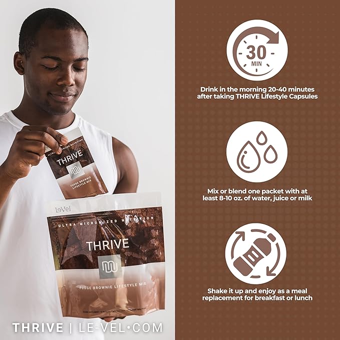 Thrive Protein Shake | 16 Packets (35g Each) | Gluten-Free, Pea Protein, Probiotics, Fiber &