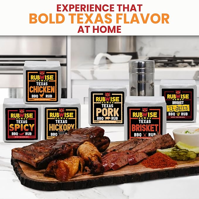RubWise Texas Style BBQ Rub Gift Set (6 x 1 lb bags) | Meat Spice and Seasoning Variety Pack |