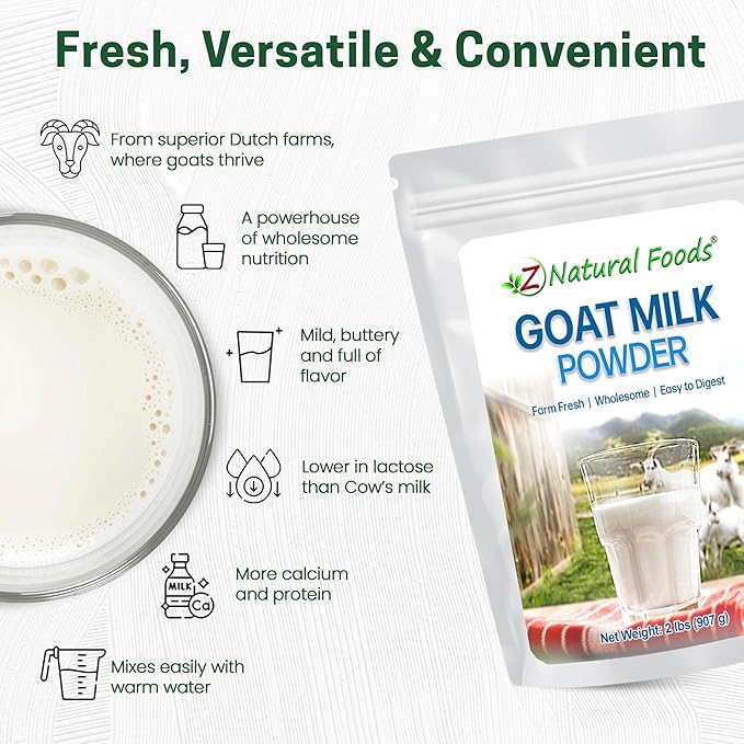 Z Natural Foods Goat Milk Powder - Pure Netherlands Full Cream Milk, Powdered Goat Milk, Highly