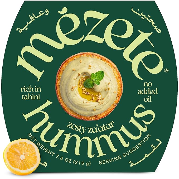 Mezete Zesty Za'atar Hummus Dip | Authentic Middle Eastern | 100% All Natural Dips and Spreads |