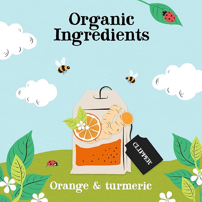 Clipper Tea, Orange & Turmeric, Organic Tea with Licorice Root, Orange Peel and Hibiscus, Plant