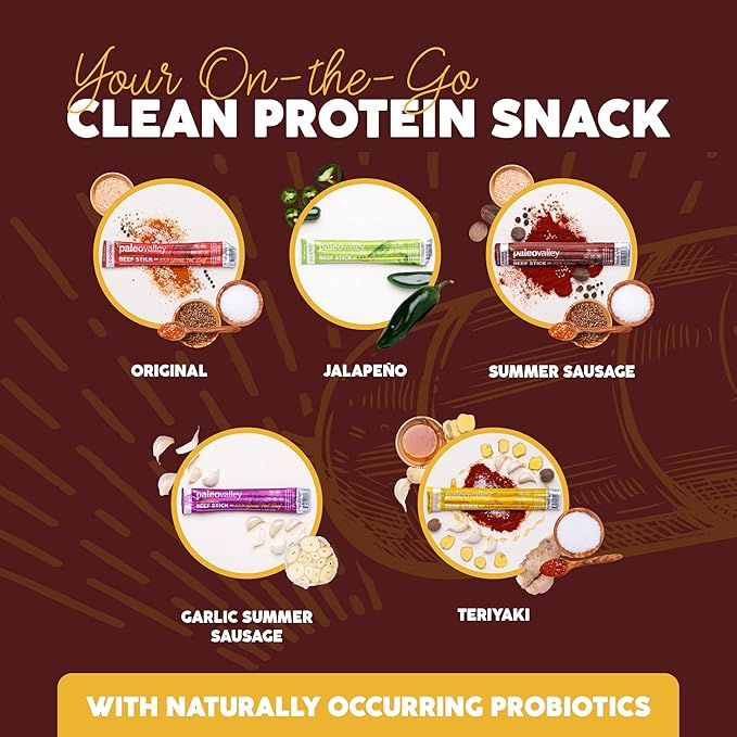Paleovalley 100% Grass Fed Summer Sausage Beef Sticks