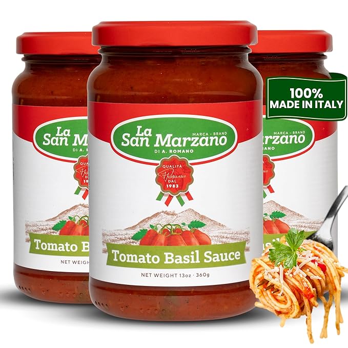 La San Marzano Tomato Basil Sauce, 13 oz, Pasta Sauce Made in Italy, All Purpose Tomato Premium