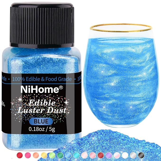 NiHome Edible Food-Grade Glimmer Powder Glitter Luster Dust Metallic Food Decorating Sprinkle