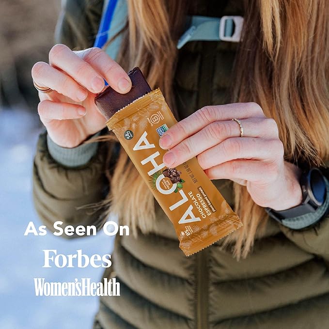 ALOHA Organic Plant Based Protein Bars - Chocolate Espresso (85mg Caffeine) - 12 Bars, Vegan, Low