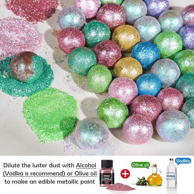 NiHome Edible Food-Grade Glimmer Powder Glitter Luster Dust Metallic Food Decorating Sprinkle