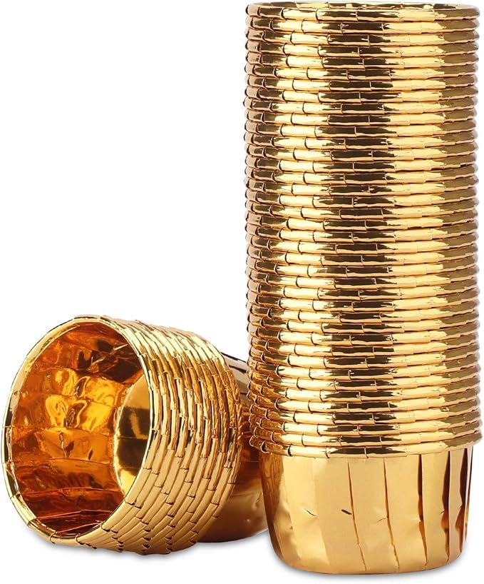 EUSOAR Gold Cupcake Cups, 3.5 Oz 50pcs Disposable Foil Muffin Liners, Gold Cupcake Baking Cups