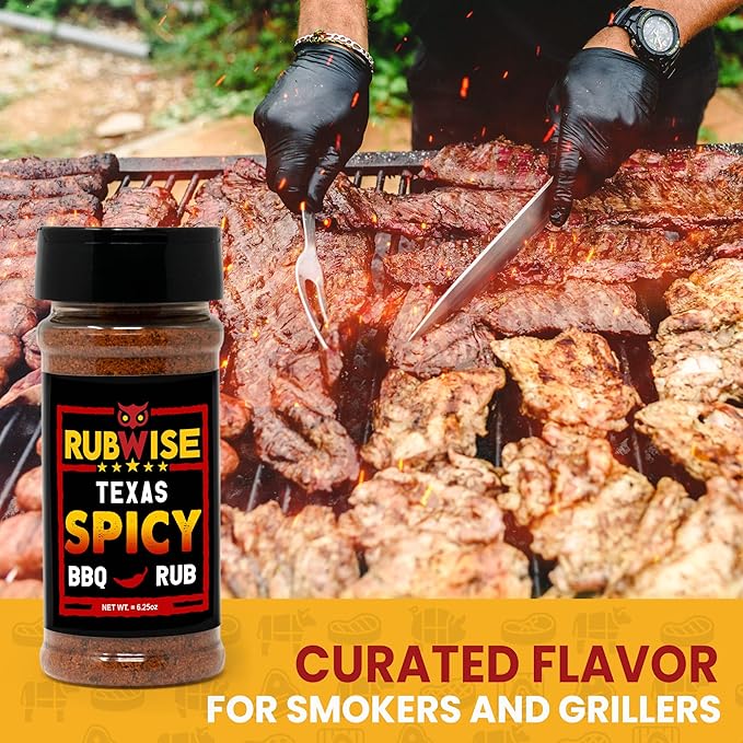 RubWise Texas Style Spicy BBQ Brisket Rub (1 lb) No MSG | Dry Spice Blend Seasonings for Smoking