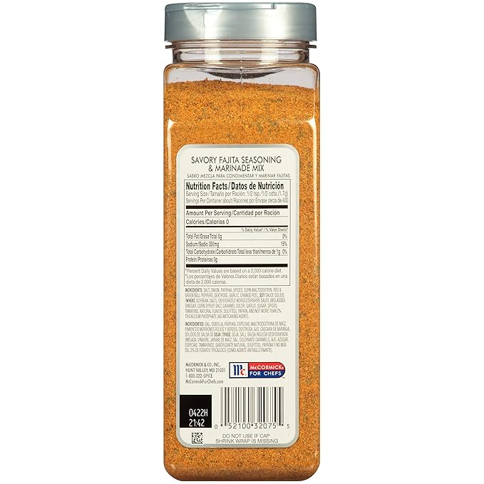 McCormick Culinary Savory Fajita Seasoning & Marinade Mix, 24 oz - One 24 Ounce Container of Fajita