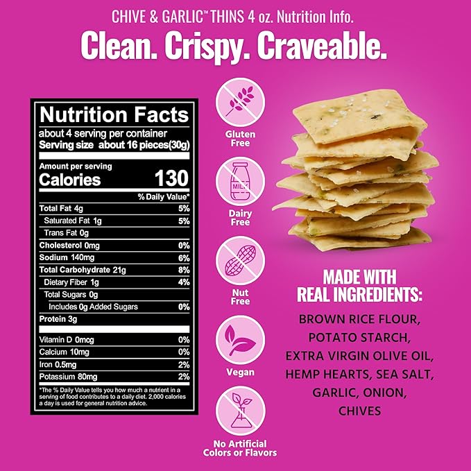 Every Body Eat Snack Thins, Allergen Friendly, Vegan, Gluten Free and Dairy Free (2 Count, Chive &