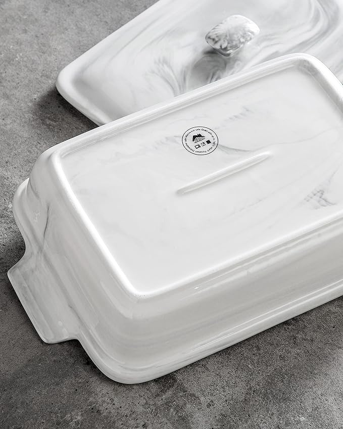 MALACASA Casserole Dish With Lid, 3.4 Quart Baking Dish With Lid, Lasagna Pan Deep Ceramic Bakeware