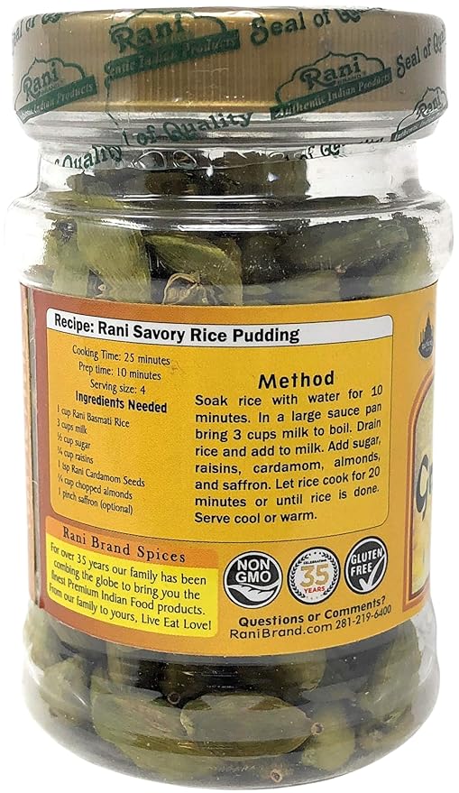 Rani Green Cardamom Pods Spice (Hari Elachi) 2oz (56g) PET Jar, Pack of 12 ~ All Natural | Vegan |