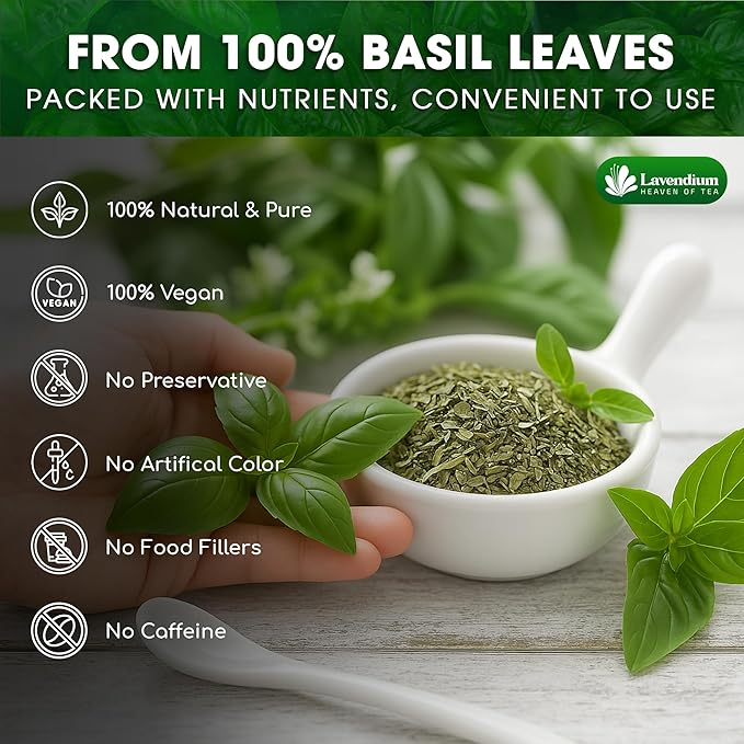 Lavendium, Premium 8oz Dried Basil ??100% Pure, Non-GMO, Gluten-Free, Vegan ??Aromatic Culinary