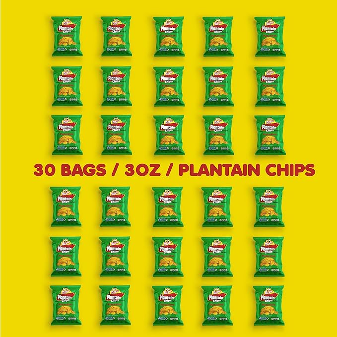 Mayté Lightly Salted Plantain Chips – 30 Individual Packs (3oz Each) – Crunchy, Savory, Healthy