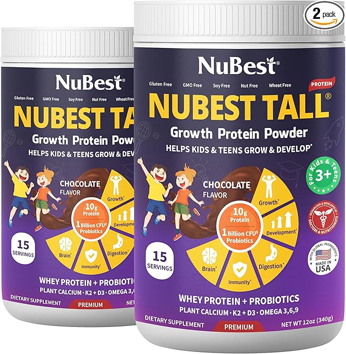 NuBest Tall Protein Powder for Kids & Teens - Chocolate Protein Powder with Red Algae Calcium