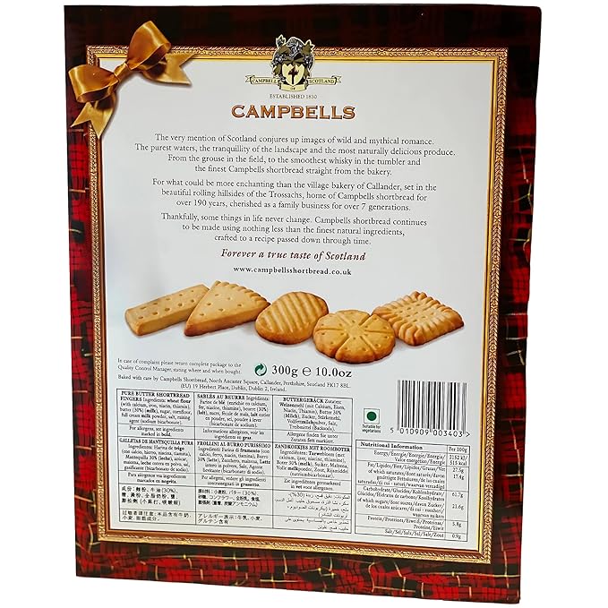Campbells Shortbread All-Butter Highland Collection Cookies Assortment 10.58 Oz (300g) - Scottish