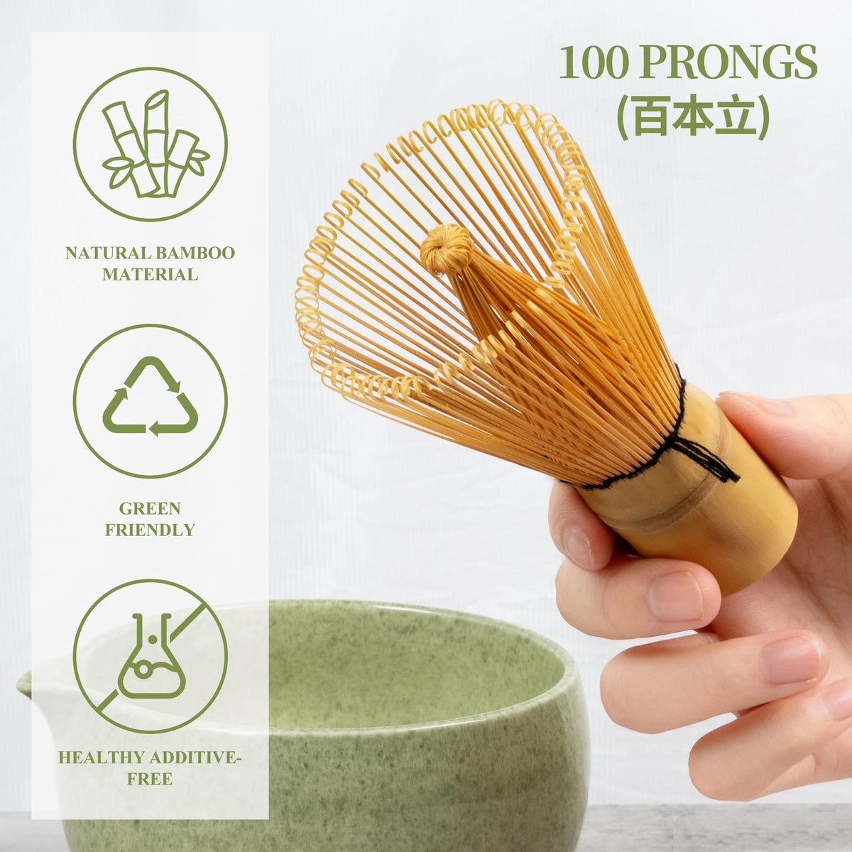 YIBO Matcha Whisk Set With Bowl, Ceramic Matcha Making Kit Includes Bamboo Whisk (Chasen), Holder