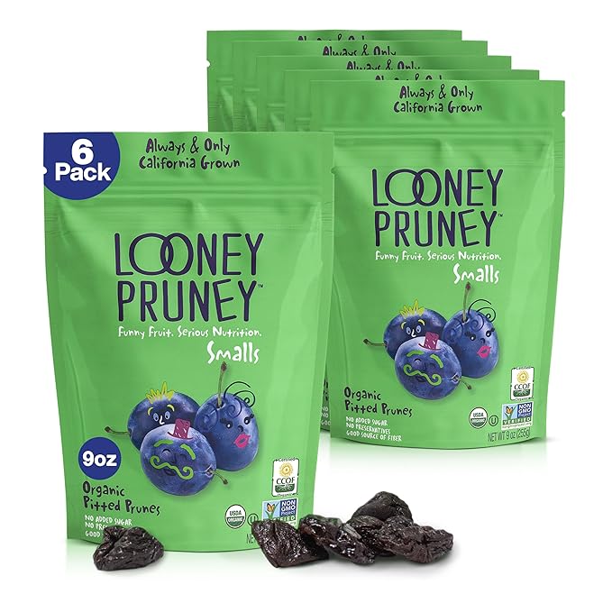 Looney Pruney Smalls Fruit Snacks | Naturally Sweet Bite-Sized Prunes | Organic Fruit Snack Packs