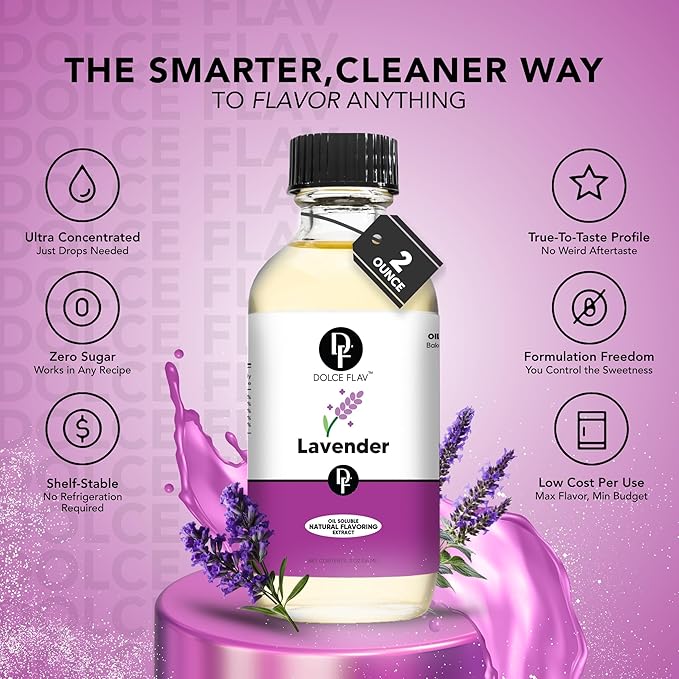 Dolce Flav Natural Lavender Extract ??2 Ounce Oil-Soluble Kosher, Sugar-Free, Concentrated Floral