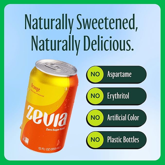 Zevia Zero Sugar Soda, Rainbow Variety Pack, 12 oz Cans (24-Pack) ??Naturally Sweetened, Non-GMO