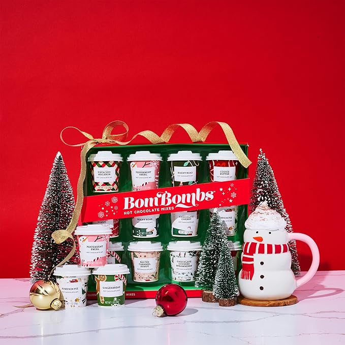 BomBombs Mini Hot Chocolate Gift Set with Holiday Packaging, Dessert Flavors Include Rocky Road