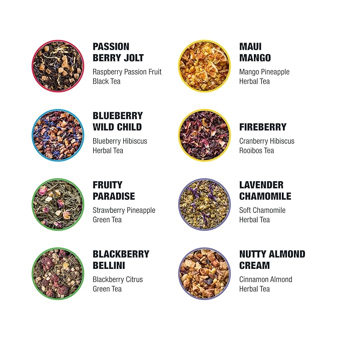 Tiesta Tea - Top 8 Favorites Sampler Set, Loose Leaf, Up to 80 Cups, High to No Caffeine, Hot &