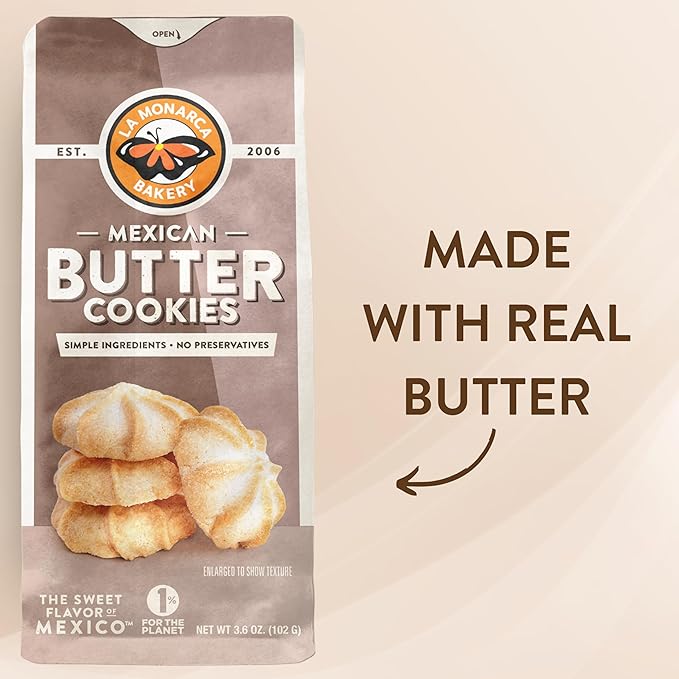 Mexican Butter Cookies, 3.6 Ounce (Pack of 3), Made with Real Butter and Simple Ingredients by La