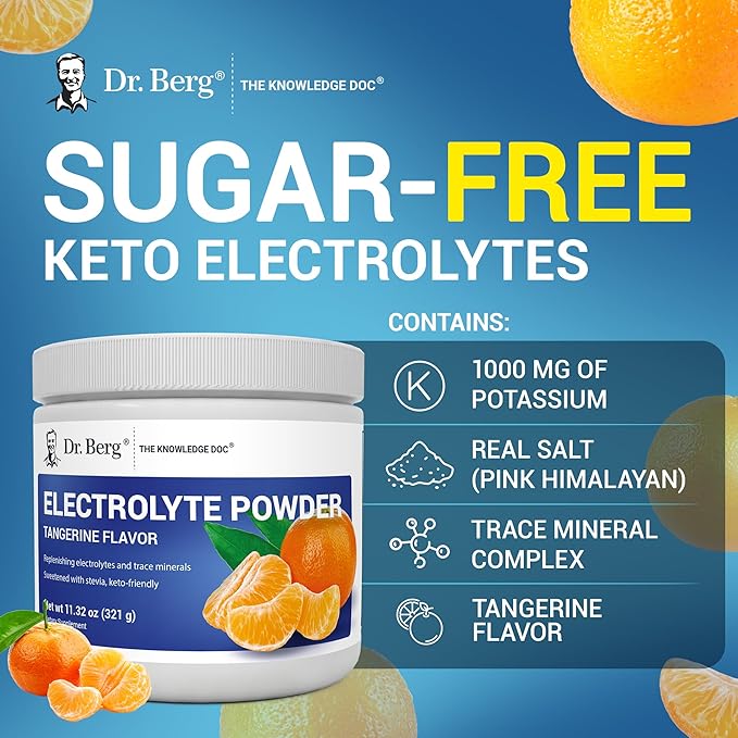 Dr. Berg Zero Sugar Hydration Keto Electrolyte Powder - Enhanced w/ 1000 mg of Potassium & Real